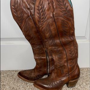 Corral Brown Leather Over-the-Knee Western Boots